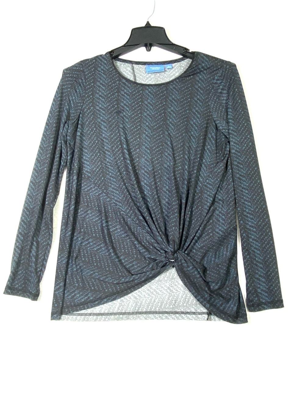 Simply Vera Wang Abstract Chevron Style Top Womens L Long Sleeve Twist Tie Front